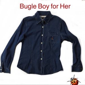 Vintage Bugle Boy for HER CHAMBRAY shirt Sz M